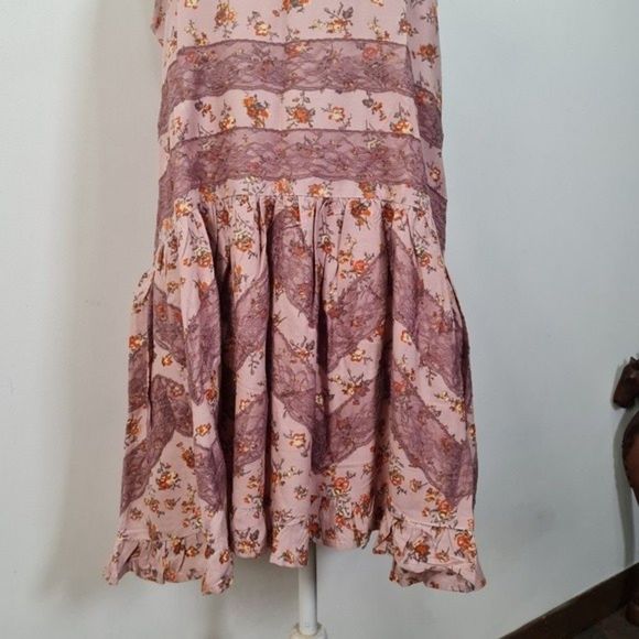 Logo Lavish Lori Goldstein Pink Floral Lace Sleeveless Tunic Top US 8 - Picture 4 of 15